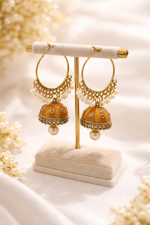 Zar-e-Mehfil Antique Pearl Jhumkas