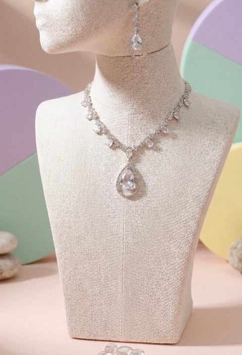 Ethereal Crystal & Silver Teardrop Set