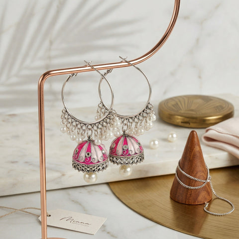 Pink Jhumka Hoops