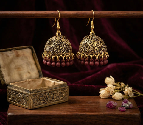 Antique Maroon Drop Earrings