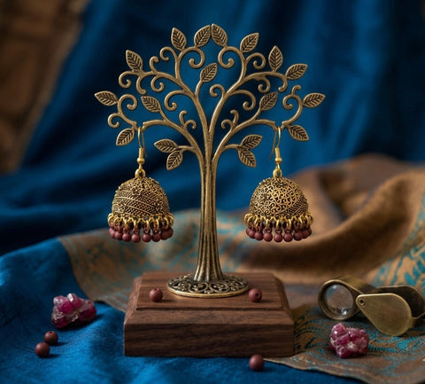 Antique Maroon Drop Earrings