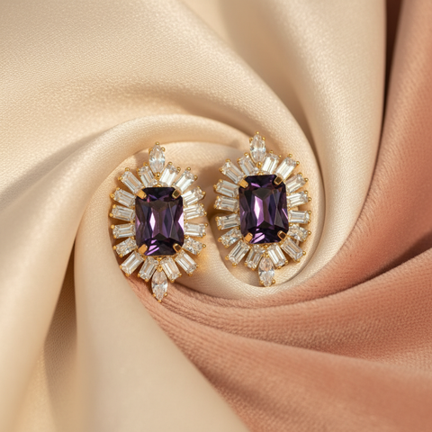 Violet Emerald Studs