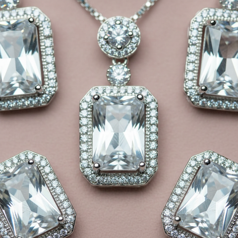 Radiant Emerald-Cut Necklace Set
