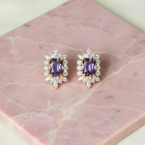 Violet Emerald Studs