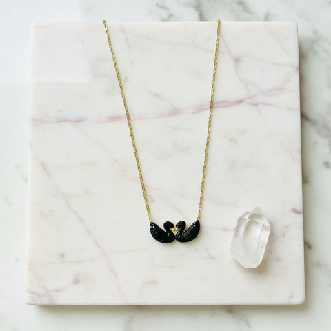 Black Swan Heart Necklace