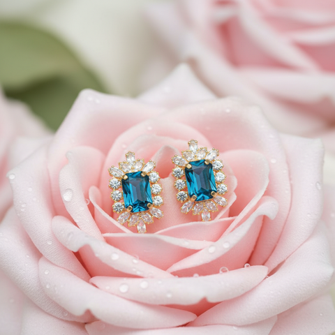 Golden Sapphire Studs
