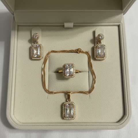 Gilded Radiant Emerald-Cut Set