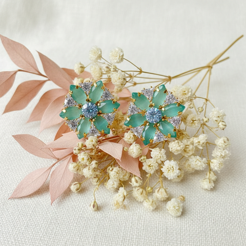 Mint Floral Studs