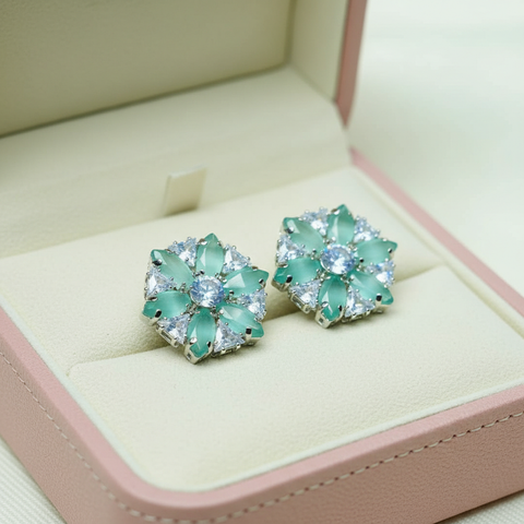 Mint Floral Studs