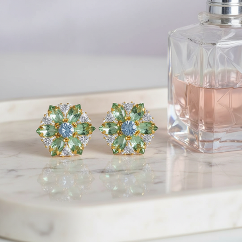 Mint Floral Studs