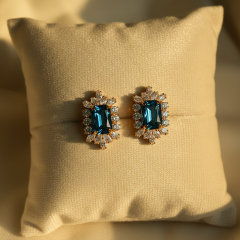 Golden Sapphire Studs