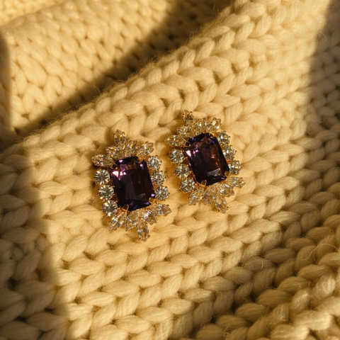 Violet Emerald Studs