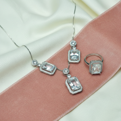 Radiant Emerald-Cut Necklace Set