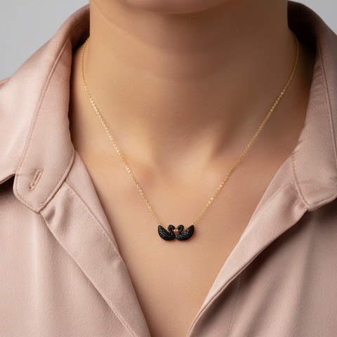 Black Swan Heart Necklace
